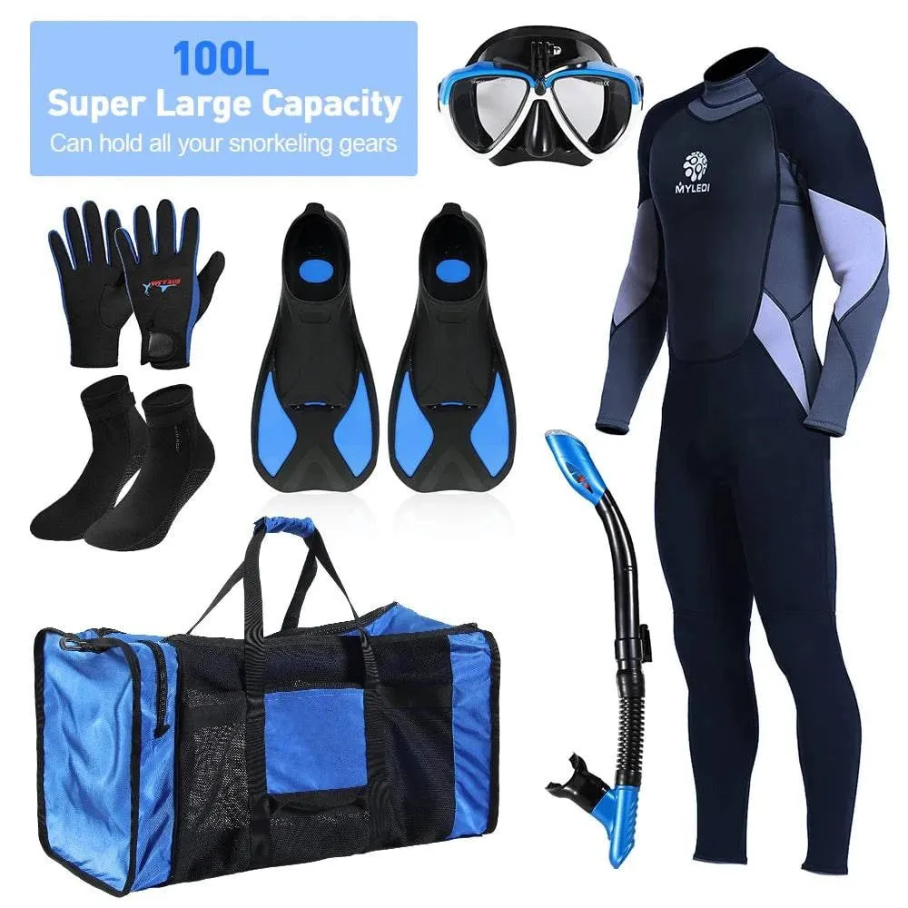 100L Mesh Duffle Gear Bag for Scuba Diving Snorkeling Swimming Beach Duffle Bag for Snorkeling Equipment 29.5" * 13.8" * 15.7"