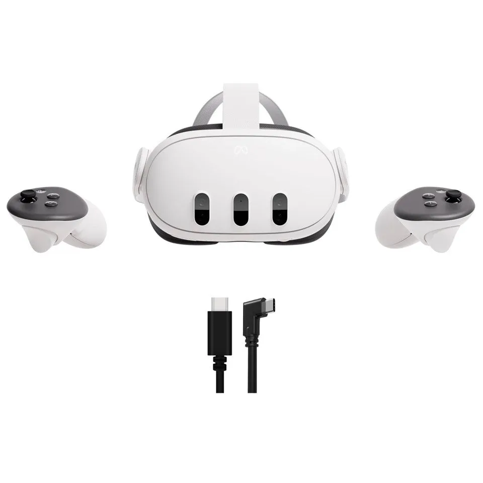 2023 New Meta Quest 3 All-In-One VR Headset 128GB Virtual Reality with Advanced Touch Plus Controllers, 2064x2208 up to 120 Hz Refresh Rate LCD, Enhanced Graphics, Slimmer Optics, Mytrix USB-C Cable