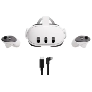 2023 New Meta Quest 3 All-In-One VR Headset 128GB Virtual Reality with Advanced Touch Plus Controllers, 2064x2208 up to 120 Hz Refresh Rate LCD, Enhanced Graphics, Slimmer Optics, Mytrix USB-C Cable