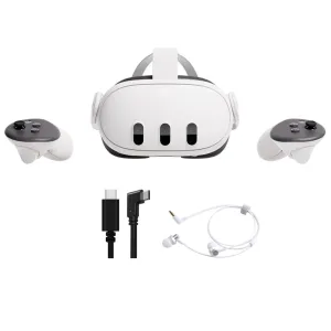 2023 New Meta Quest 3 All-In-One VR Headset 128GB Virtual Reality with Touch Plus Controllers, 2064 x 2208 up to 120 Hz Refresh Rate LCD, Enhanced Graphics, Slimmer Optics, Mytrix Cable & Earphones