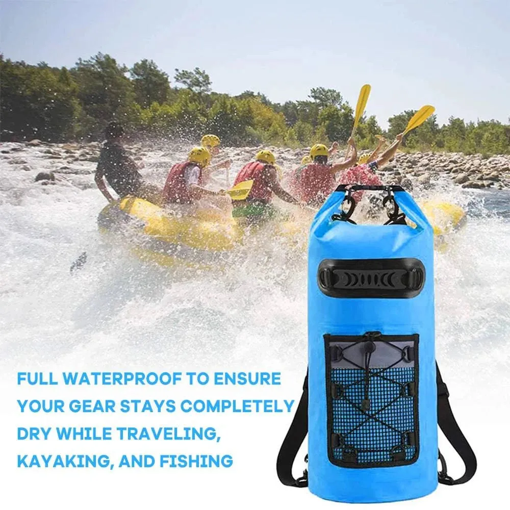 20L Floating Waterproof Dry Backpack PVC Drifting Bag with Adjustable Shoulder Straps for Swimming Rafting Outdoor Kayak Fishing