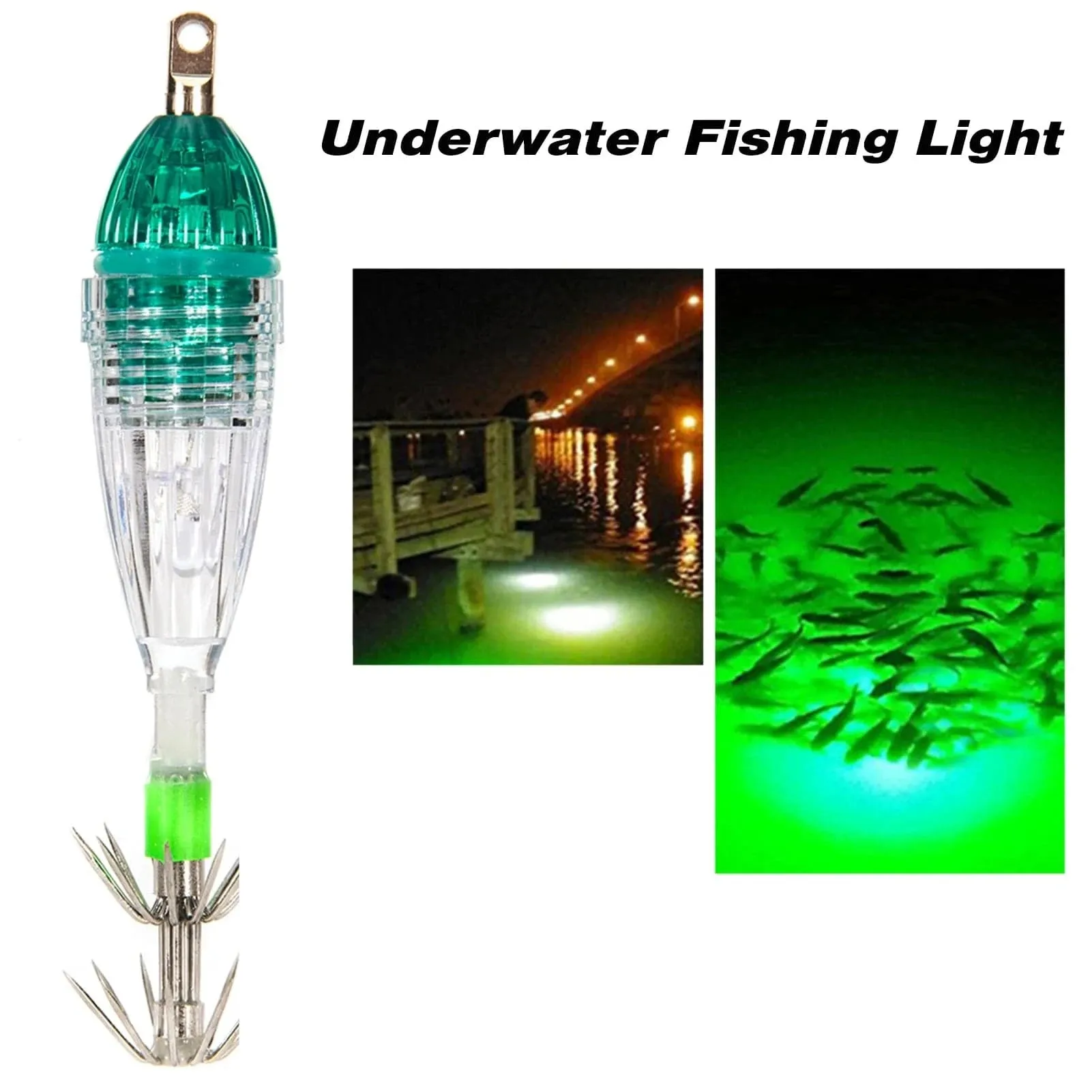 5pcs Waterproof Underwater LED Fishing Light Fish Lure Attracting Light Lamp with Squid Jig Hooks Fishing Accessories