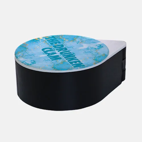 ADD YOUR NAME - Custom Glass Rimmer Lid - Turquoise Marble