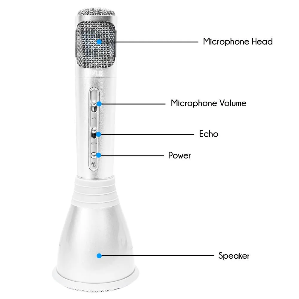 Bluetooth Karaoke Microphone Speaker System With Wireless Megaphone-Style Mic Broadcasting