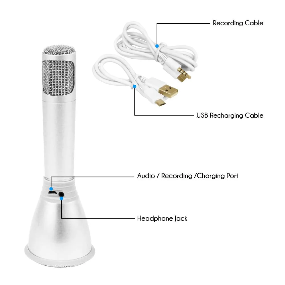 Bluetooth Karaoke Microphone Speaker System With Wireless Megaphone-Style Mic Broadcasting