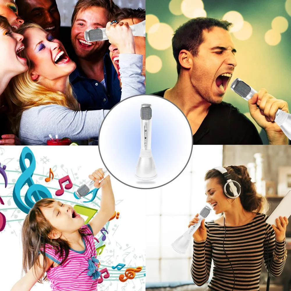 Bluetooth Karaoke Microphone Speaker System With Wireless Megaphone-Style Mic Broadcasting