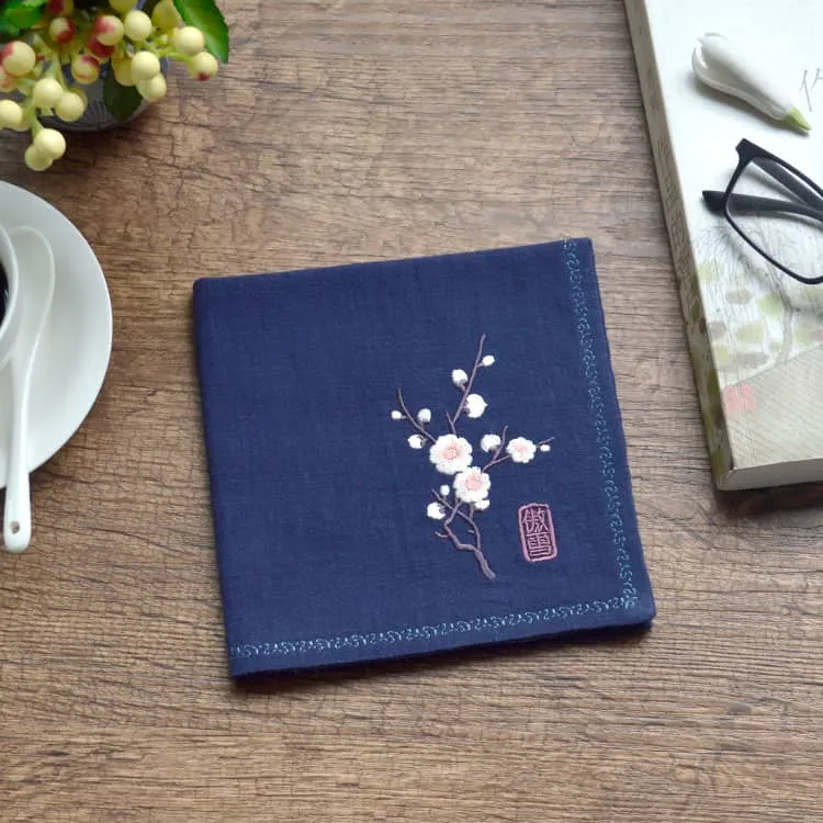 Chinese Handkerchief with the Pattern of Plum Blossom (Customizable)