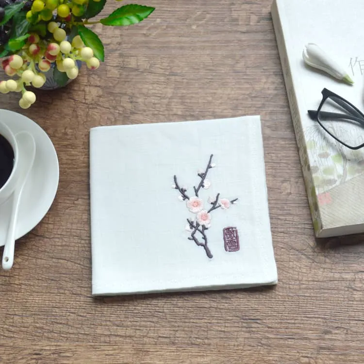 Chinese Handkerchief with the Pattern of Plum Blossom (Customizable)