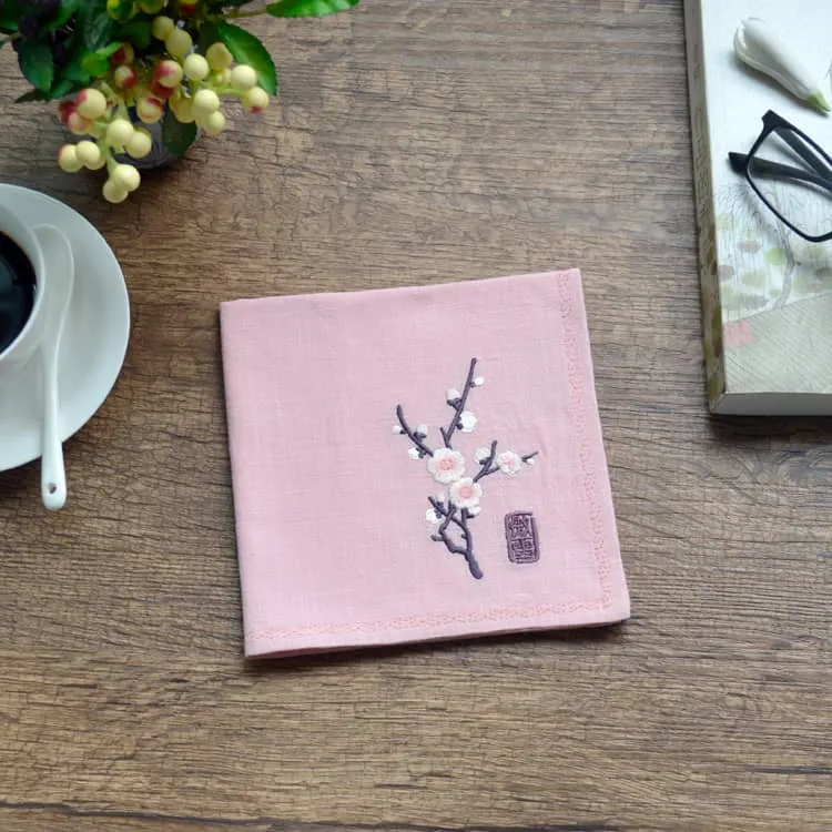Chinese Handkerchief with the Pattern of Plum Blossom (Customizable)
