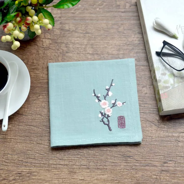 Chinese Handkerchief with the Pattern of Plum Blossom (Customizable)