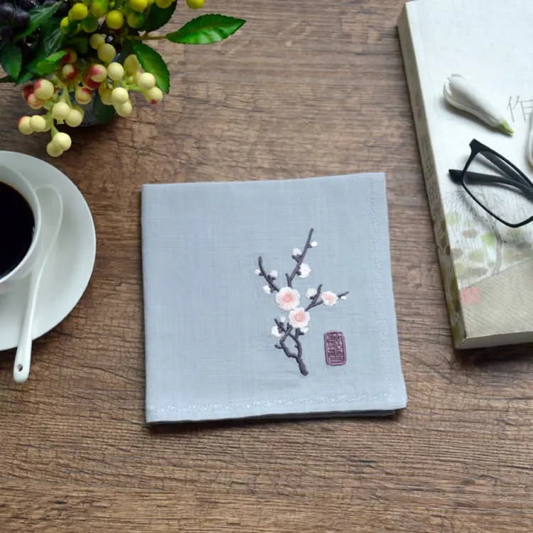 Chinese Handkerchief with the Pattern of Plum Blossom (Customizable)