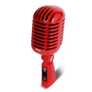 Classic Retro Dynamic Vocal Microphone, Vintage Style Vocal Mic With 16' Ft. Xlr Cable (Red)