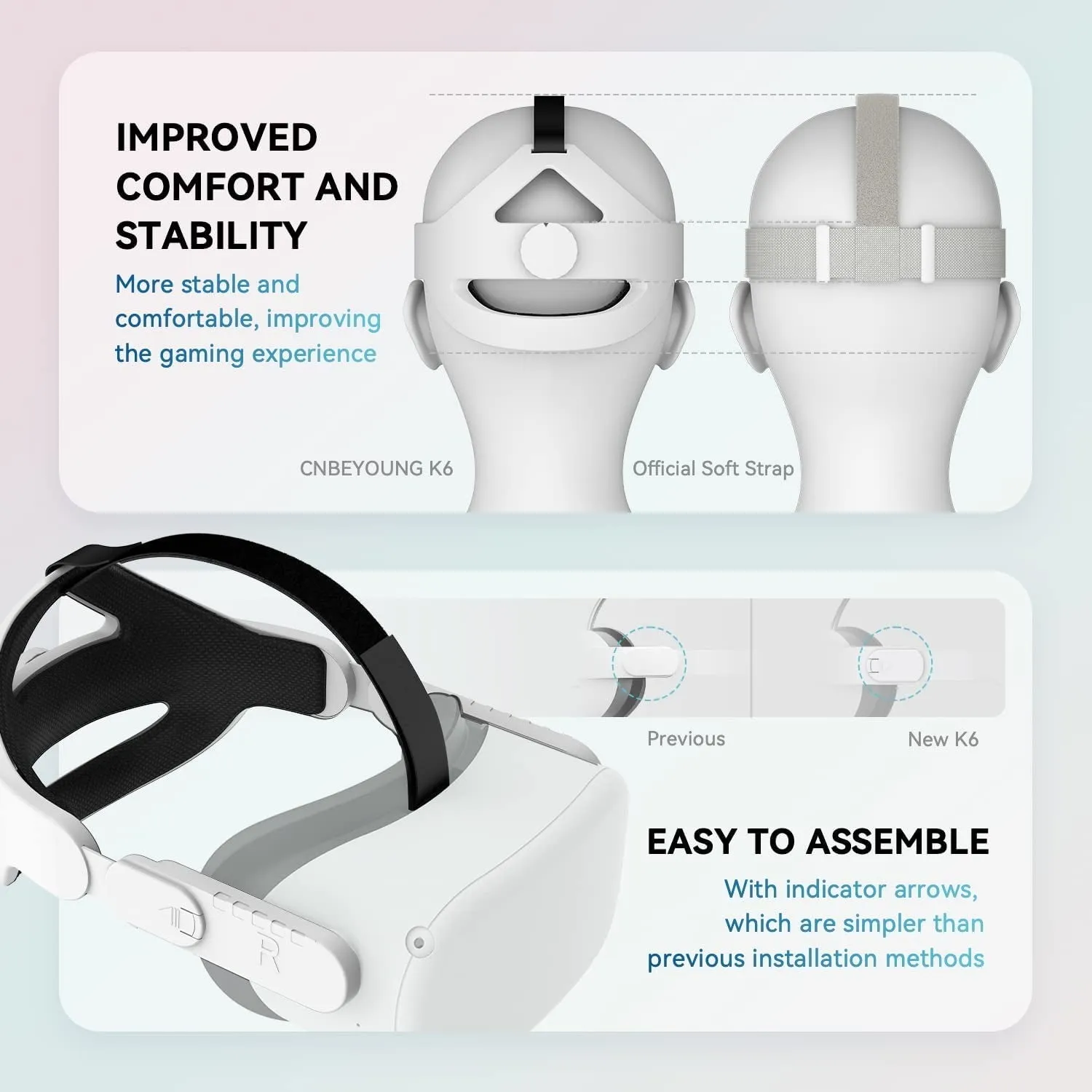 CNBEYOUNG Adjustable Head Strap for Meta/Oculus Quest 2, Replacement for Quest 2 Elite Strap Accessories for Enhanced Support and Comfort in VR, Suita