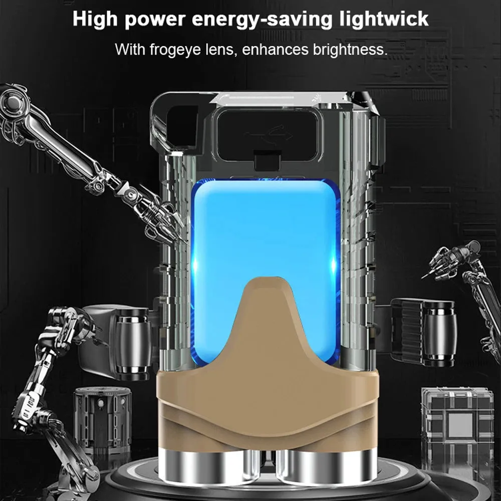 Compact Size Dual-Light Flashlight USB Rechargeable High Brightness Keychain Light Portable Outdoor Camping Fishing Light