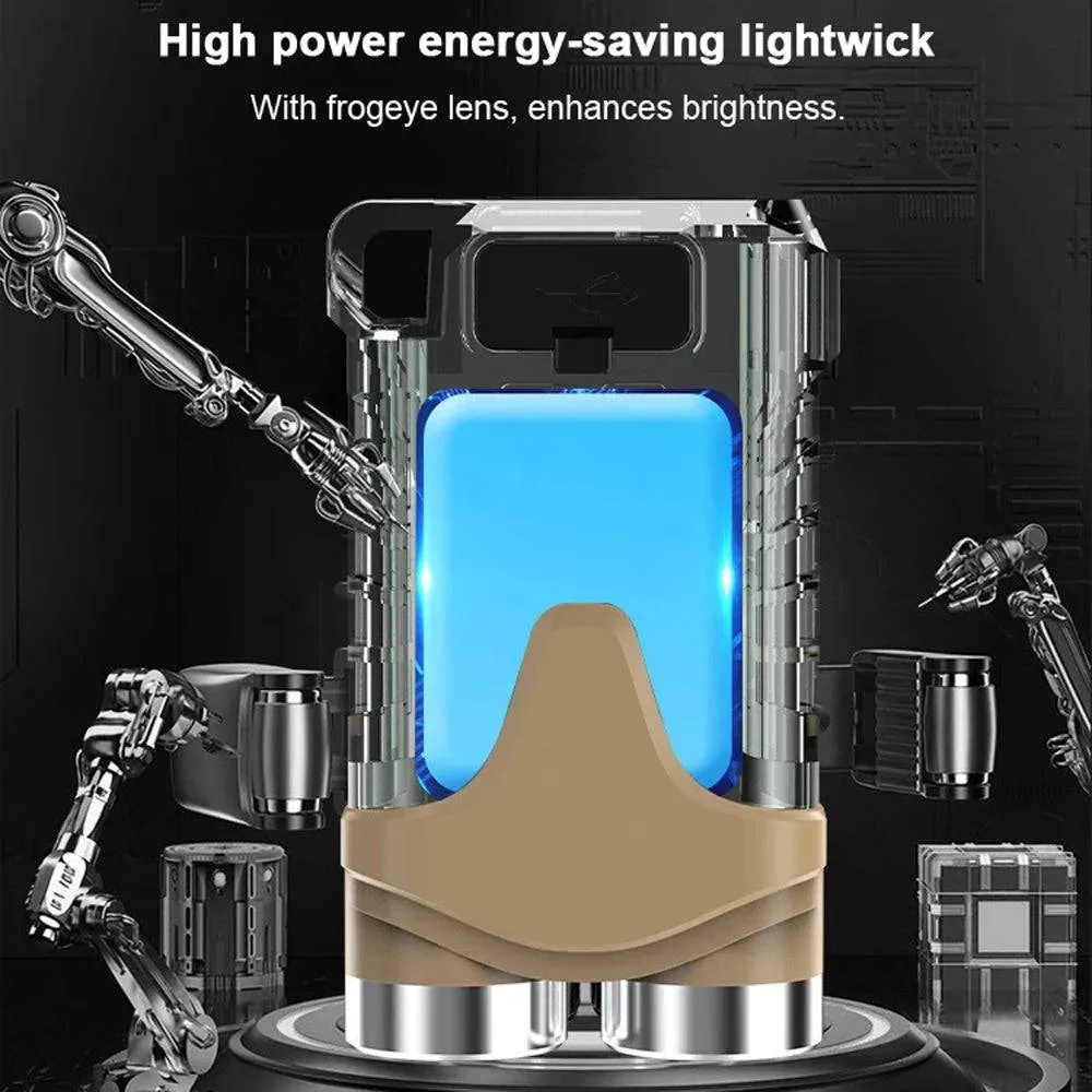 Compact Size Dual-Light Flashlight USB Rechargeable High Brightness Keychain Light Portable Outdoor Camping Fishing Light