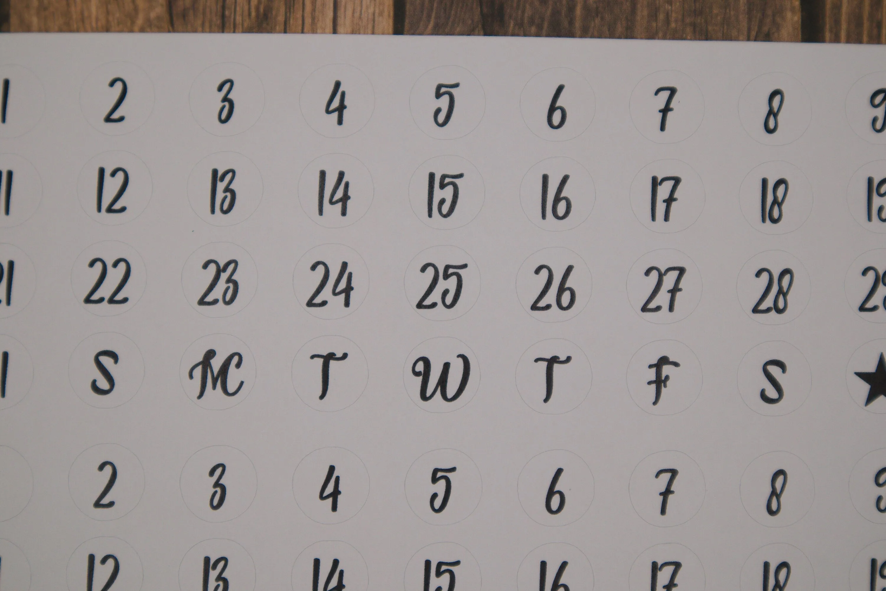 Date Planner Round Stickers Style A