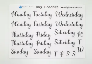 Days Of The Week Header Planner Stickers