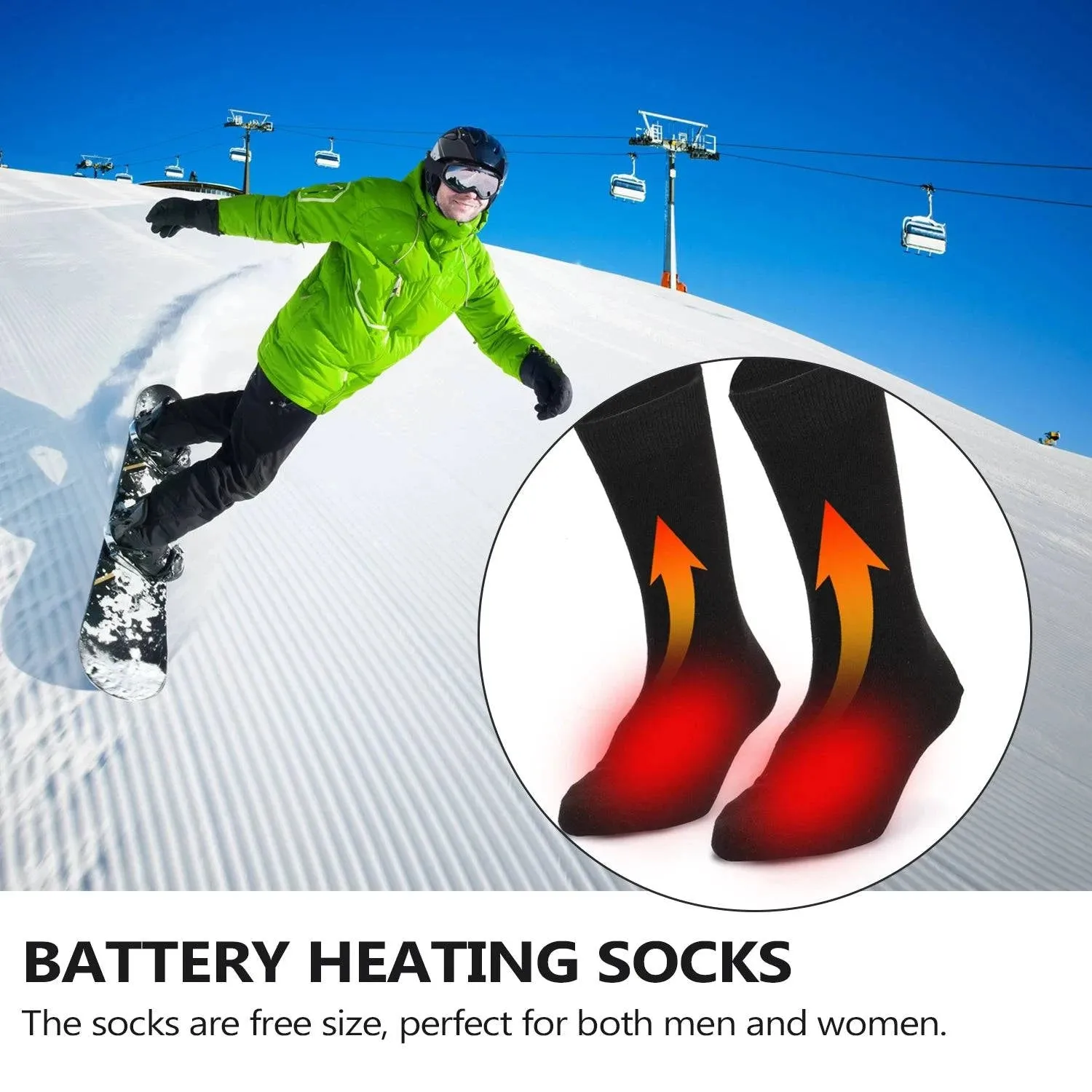 Electric Heated Socks Battery Powered Cold Weather Heat Socks Outdoor Riding Camping Hiking Motorcycle Warm Winter Socks