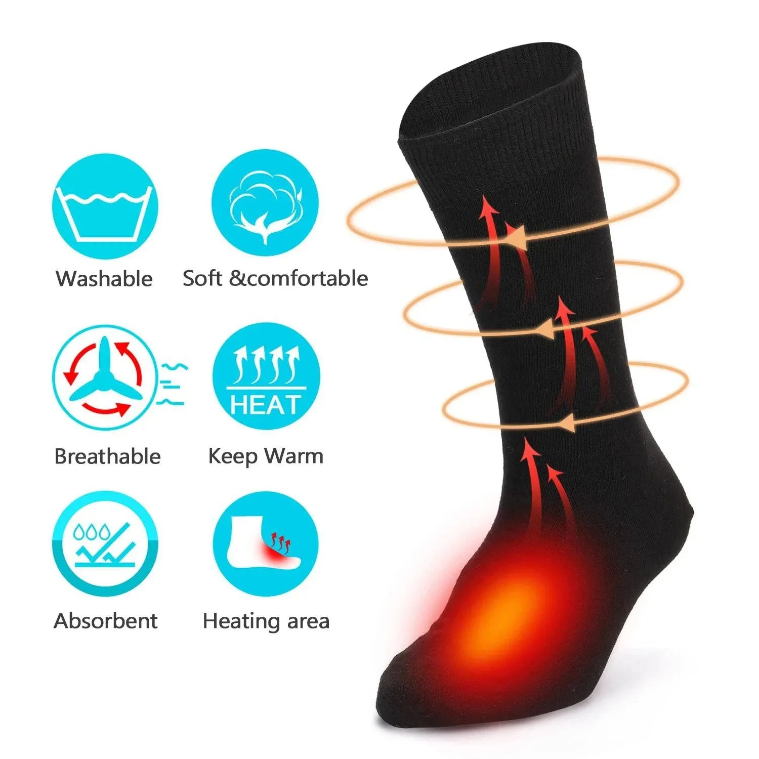 Electric Heated Socks Battery Powered Cold Weather Heat Socks Outdoor Riding Camping Hiking Motorcycle Warm Winter Socks