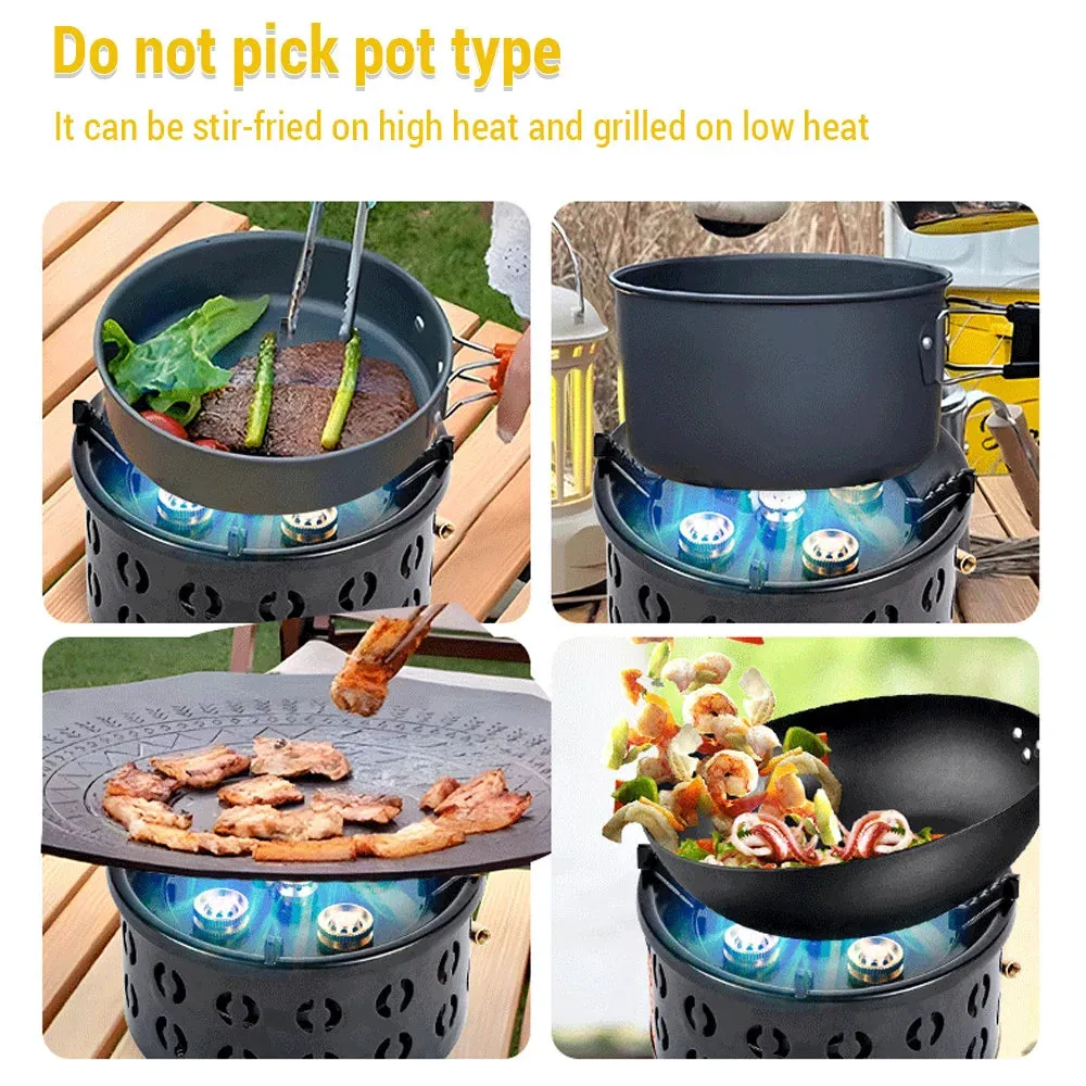 Electronic Ignition Camping Stove Portable Gas Propane Windproof Coal Stove for Outdoor Cooking Picnic Lightweight Compact