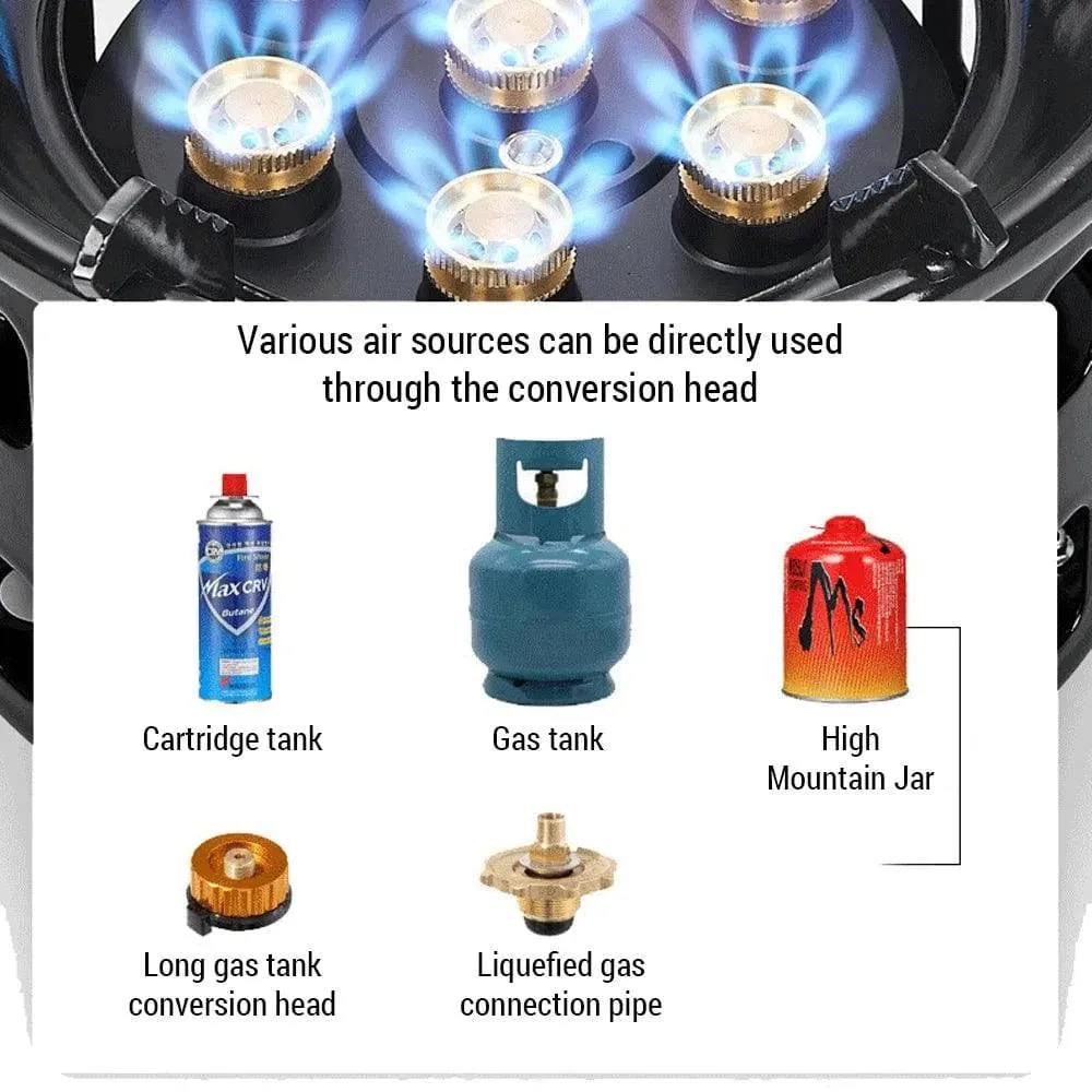 Electronic Ignition Camping Stove Portable Gas Propane Windproof Coal Stove for Outdoor Cooking Picnic Lightweight Compact