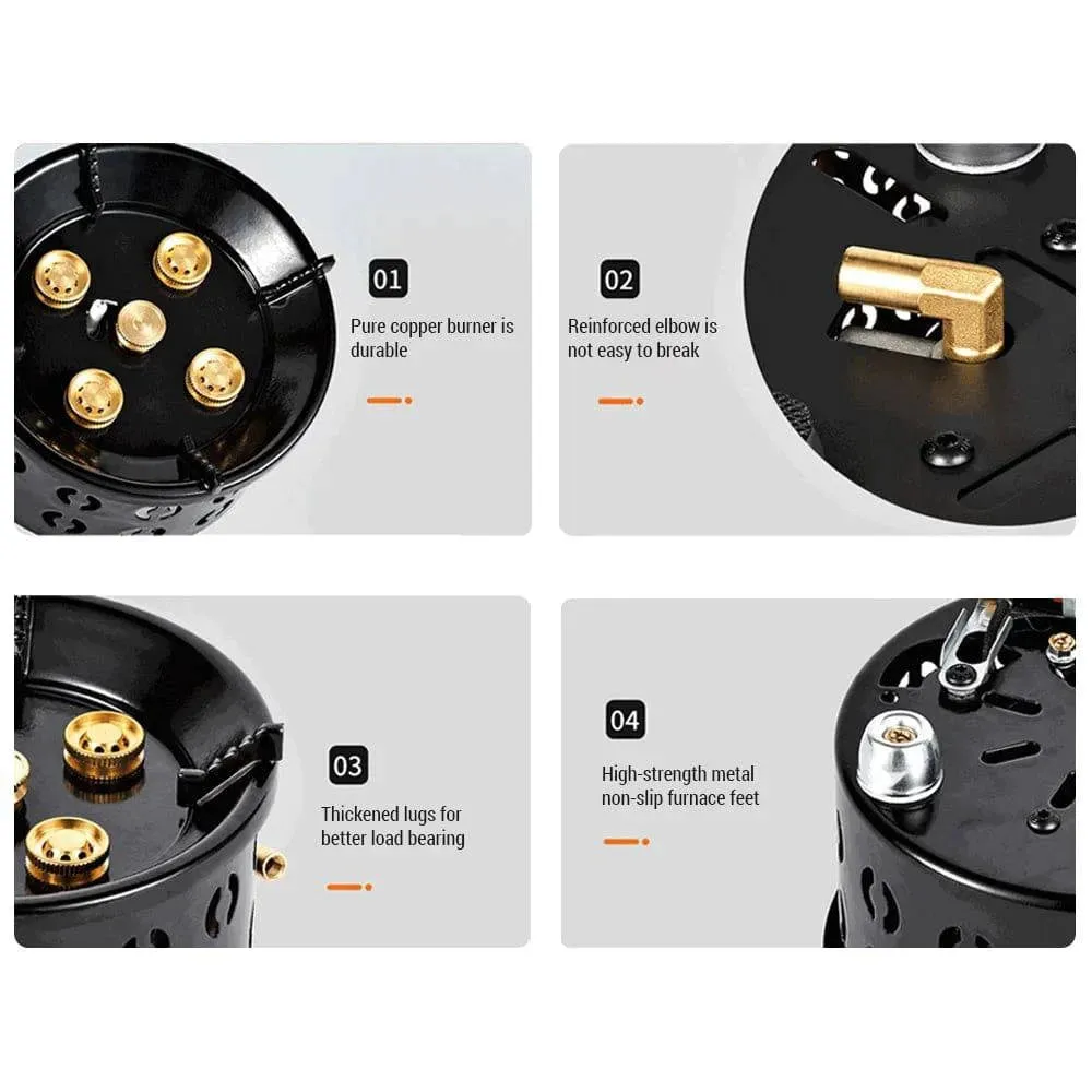 Electronic Ignition Camping Stove Portable Gas Propane Windproof Coal Stove for Outdoor Cooking Picnic Lightweight Compact