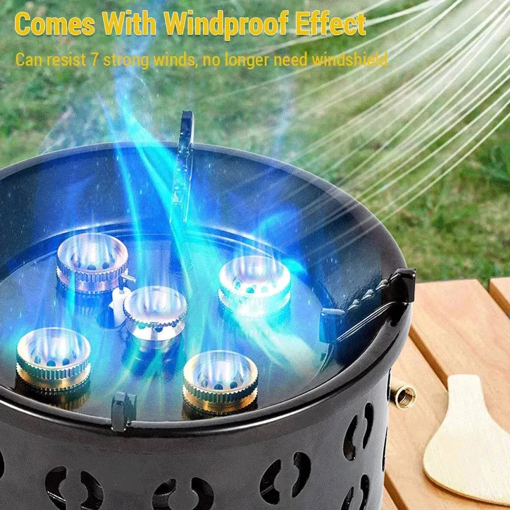 Electronic Ignition Camping Stove Portable Gas Propane Windproof Coal Stove for Outdoor Cooking Picnic Lightweight Compact