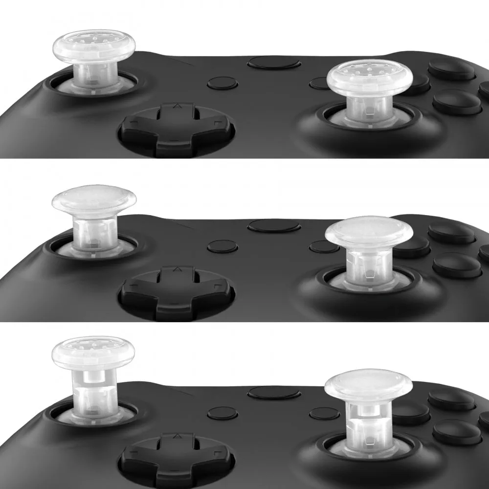 eXtremeRate ThumbsGear Interchangeable Ergonomic Thumbstick for Xbox Series X & S/Xbox One/Xbox One Elite/Xbox One S & X Controller with 3 Height Domed and Concave Grips Adjustable Joystick - Clear - XOJ2106