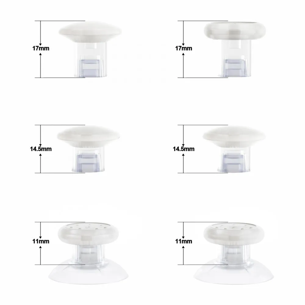 eXtremeRate ThumbsGear Interchangeable Ergonomic Thumbstick for Xbox Series X & S/Xbox One/Xbox One Elite/Xbox One S & X Controller with 3 Height Domed and Concave Grips Adjustable Joystick - Clear - XOJ2106
