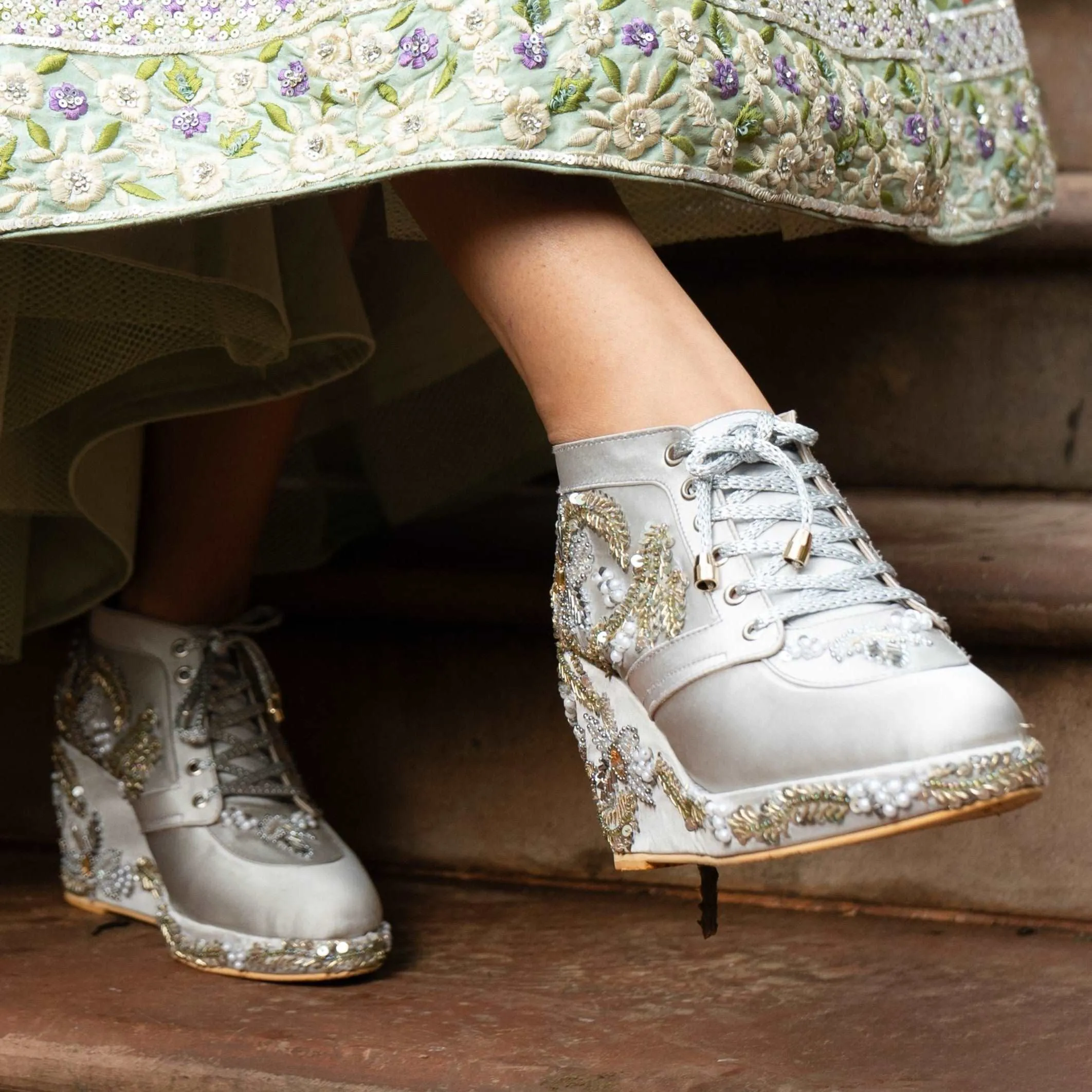 Grey Customizable Sneaker Wedges | Tiesta