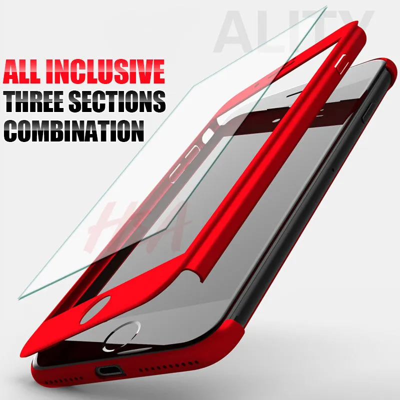 H&A 360 Degree Full Cover Case For iPhone 7 6s 5s 5 SE With Tempered Glass Case cover For iphone 7 6 Plus Phone bag Capa Coque
