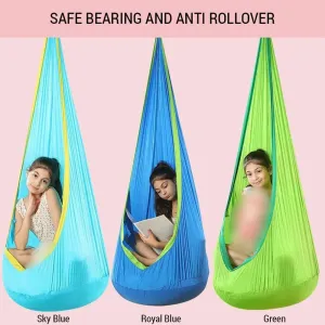 Hanging Pods Swing for Kids Hammock Chair Child Swing Hammock Chair with Inflatable Cushion for Indoor and Outdoor Use