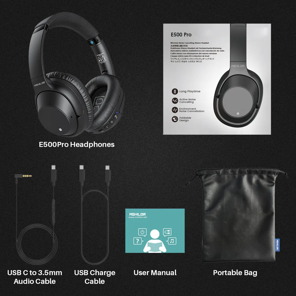 hifi bluetooth headsets Wireless headsets for xbox E500pro Active Noise Cancelling Headphone