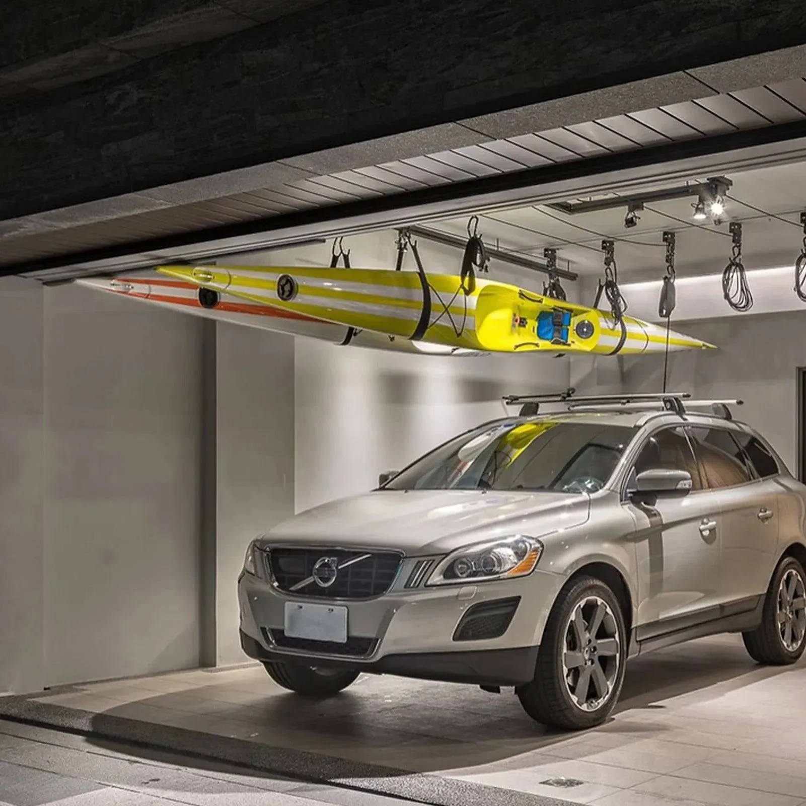 Kayak Lift Hanging Pulley System Kayak Ceiling Rack Garage Ceiling Mount for Bicycle Paddleboard Canoe Boat Kayak Accessories