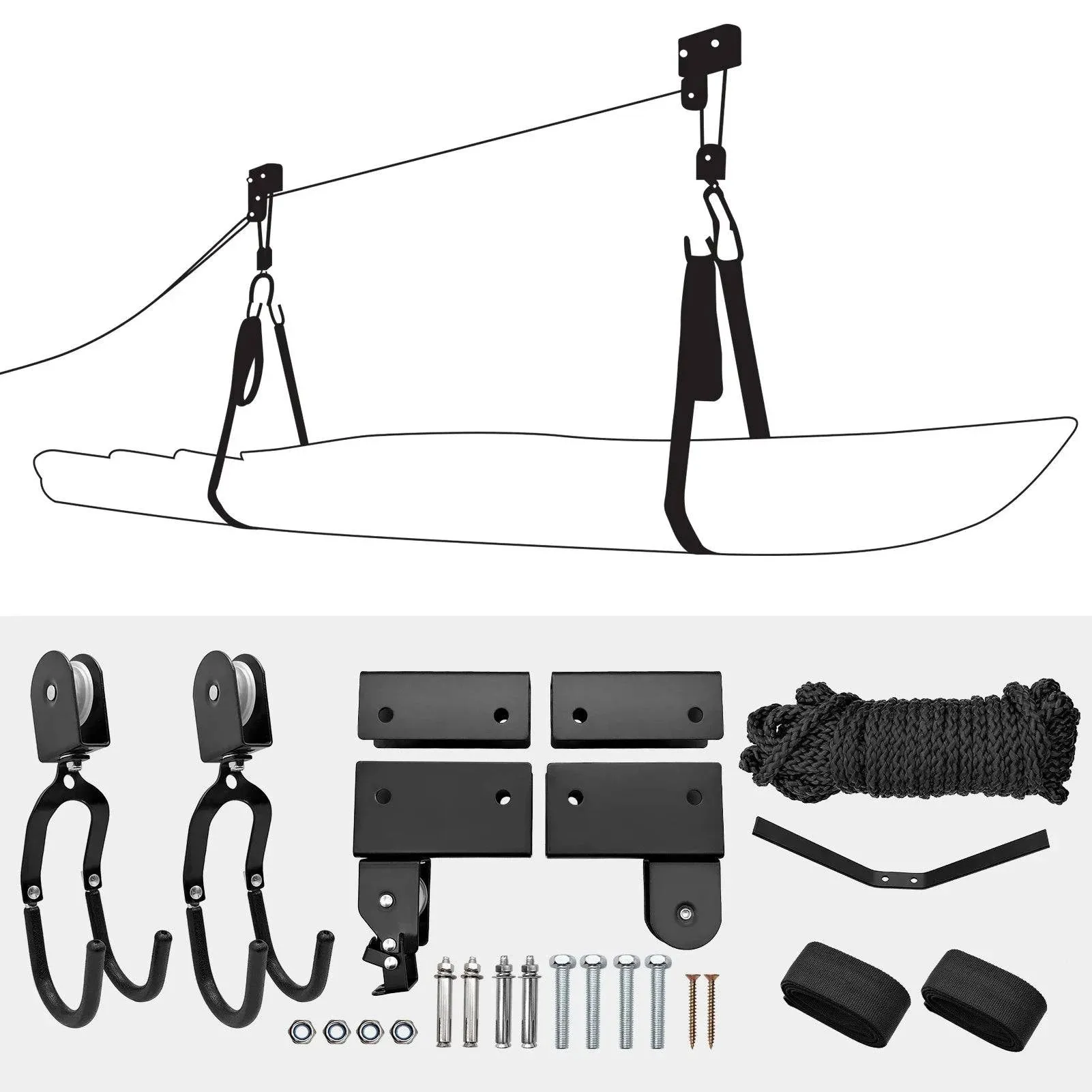Kayak Lift Hanging Pulley System Kayak Ceiling Rack Garage Ceiling Mount for Bicycle Paddleboard Canoe Boat Kayak Accessories