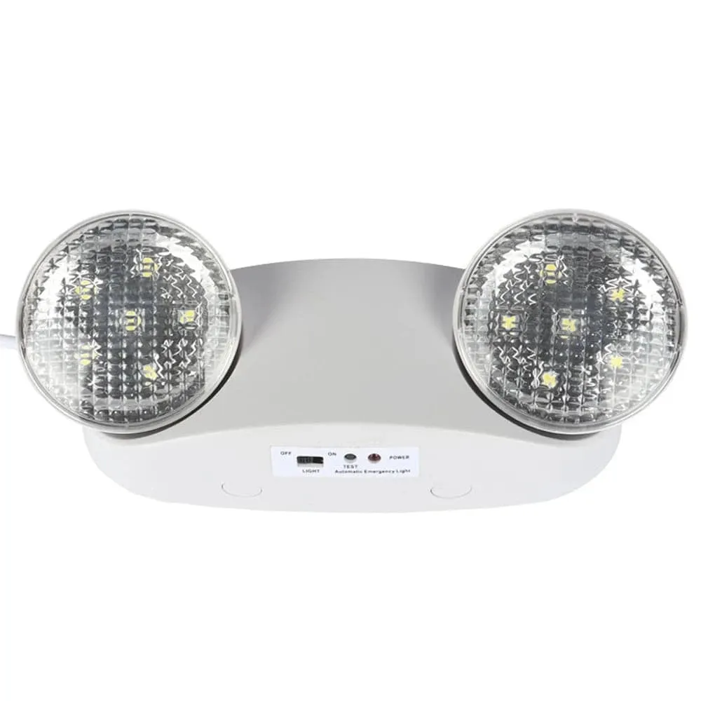 LED Emergencies Light Dual-Heads Rotatable Light with Battery Backup for Home Office School Hotel Mall Warehouse
