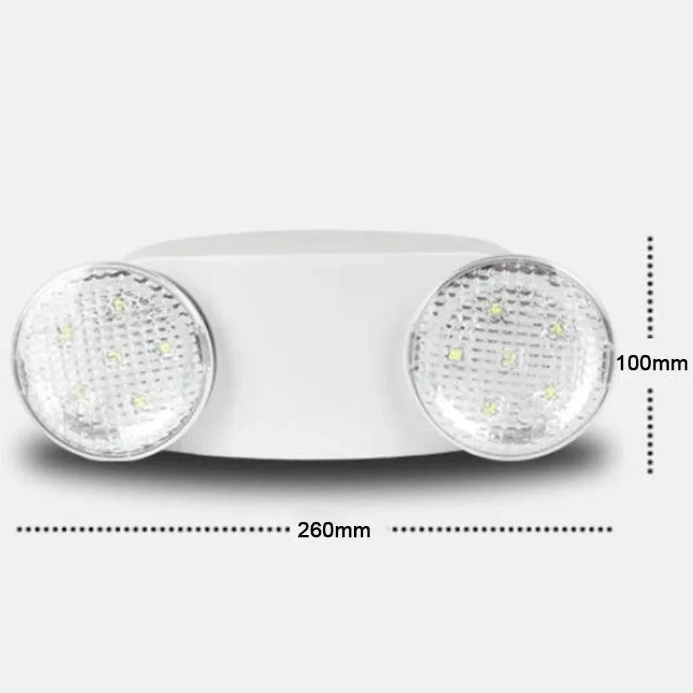LED Emergencies Light Dual-Heads Rotatable Light with Battery Backup for Home Office School Hotel Mall Warehouse