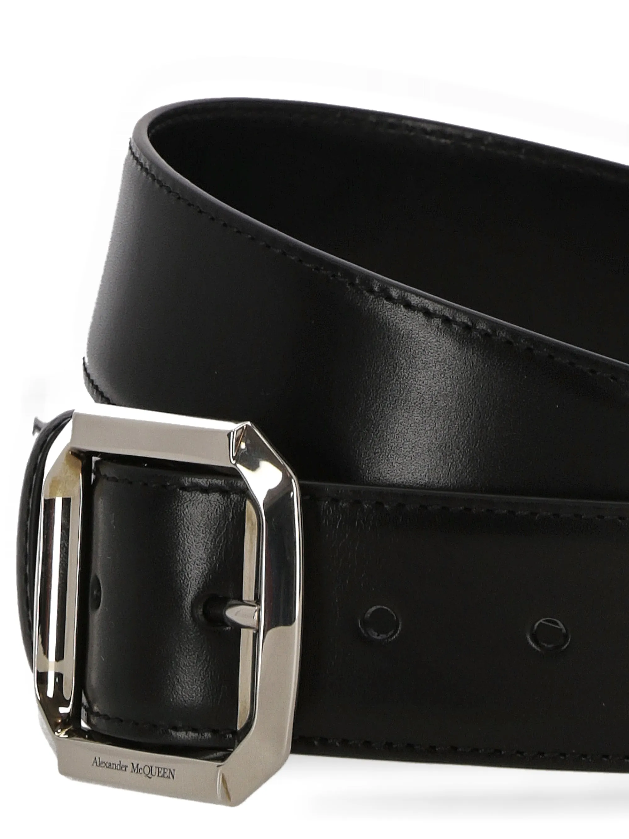 Logo-Engraved Buckle Black Belt