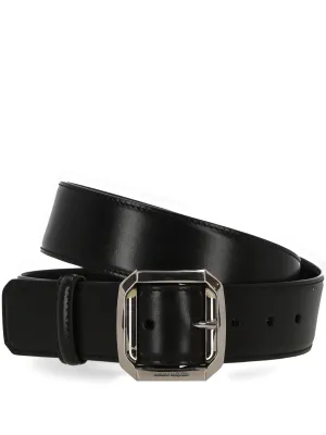 Logo-Engraved Buckle Black Belt