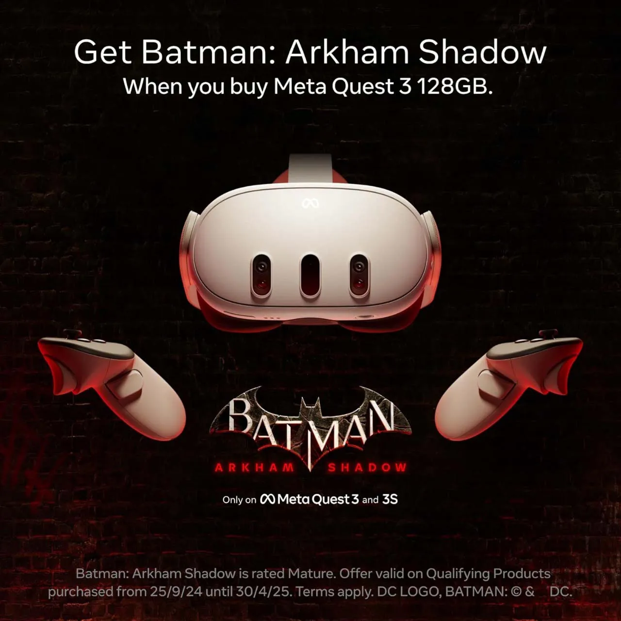 Oculus Meta Quest 3 128GB - Breakthrough Mixed Reality Headset with Batman: Arkham Shadow