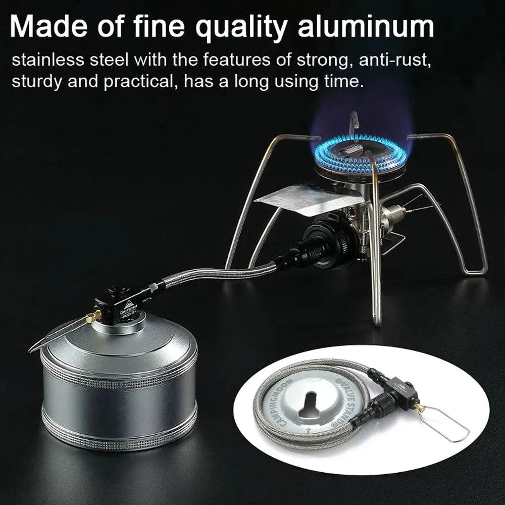 Outdoor Camping GasStoves Adaptor GasTank Connect Hose with Valves Flat GasTank Connector Extension Hose Stoves Accessories