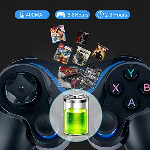 PC Controller Wireless Controller 2.4G Remote Game Console PS3 Controller Tesla Model 3 Screen Controller PC Video Gamepad Joystick with Dual-Vibration for PC(WIN7/8/10/XP) PS3 and Android