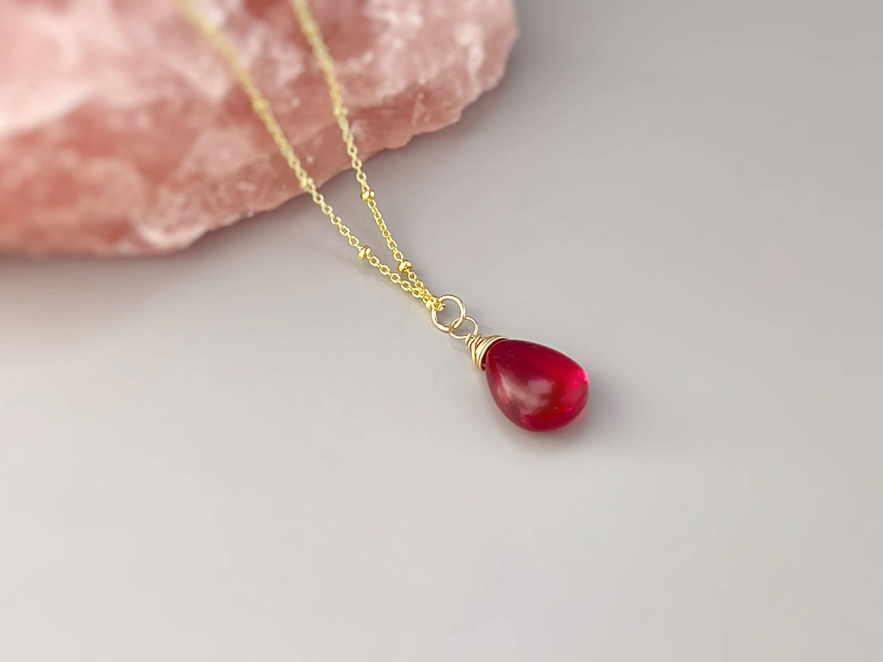 Pink Tourmaline Necklace Handmade Pink Quartz pendant 14k gold fill, Sterling Silver, Rose Gold Blue handmade gemstone Jewelry for women