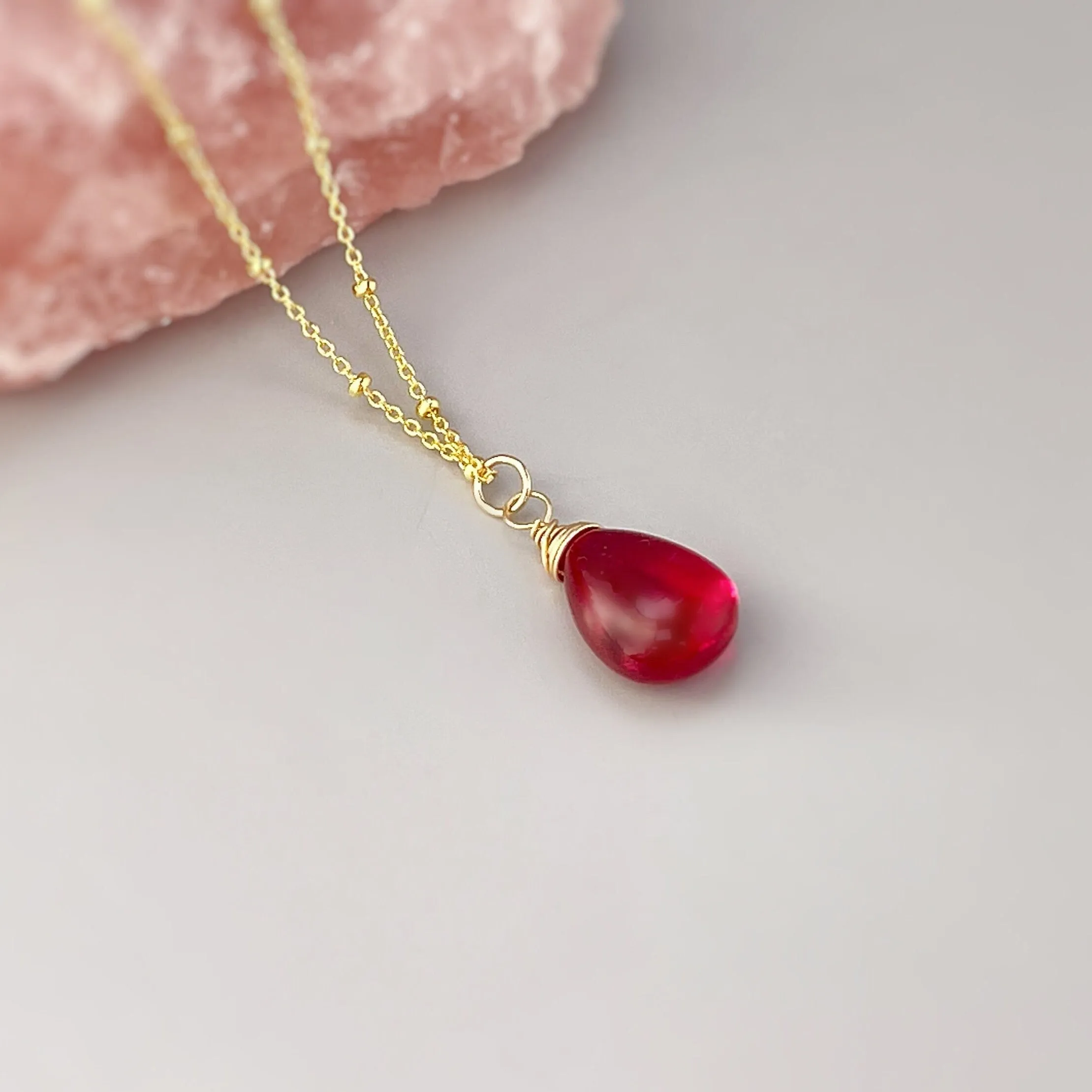 Pink Tourmaline Necklace Handmade Pink Quartz pendant 14k gold fill, Sterling Silver, Rose Gold Blue handmade gemstone Jewelry for women