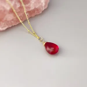 Pink Tourmaline Necklace Handmade Pink Quartz pendant 14k gold fill, Sterling Silver, Rose Gold Blue handmade gemstone Jewelry for women