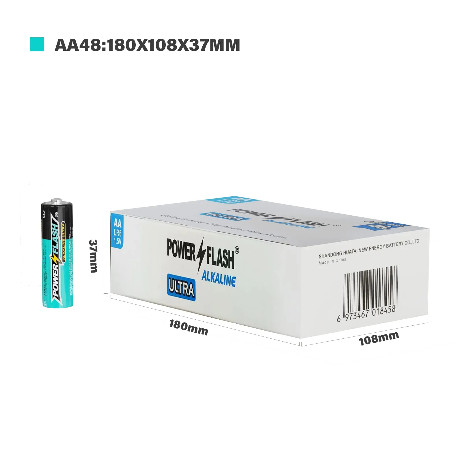 POWER FLASH 48 AA Batteries, Batteries Provide Long Lasting Power, 10 Year Battery Warranty, Alkaline AA Batteries for Home and Office Equipment (48 Count Pack)