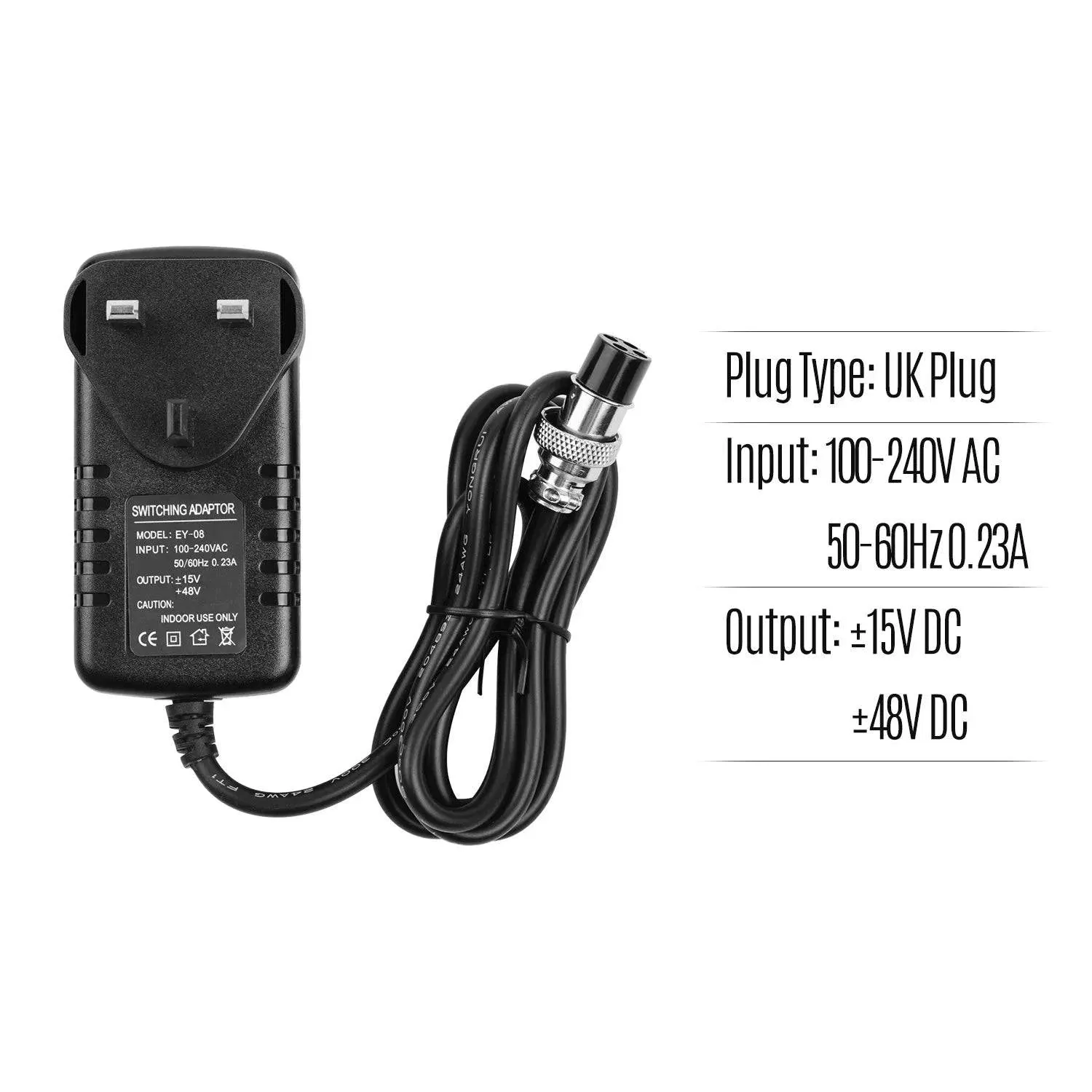 Power Supply for Mixing Console Mixer AC Adapter 15V 230mA Universal 4-Pin Round Connector for 16 Channels Mixing Accessories