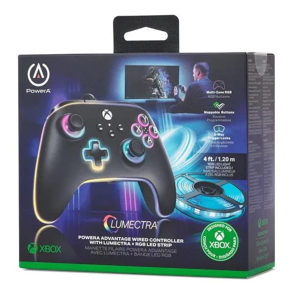 PowerA Advantage Xbox Wired Controller for Xbox Series X|S with Lumectra   RGB LED Strip Bundle
