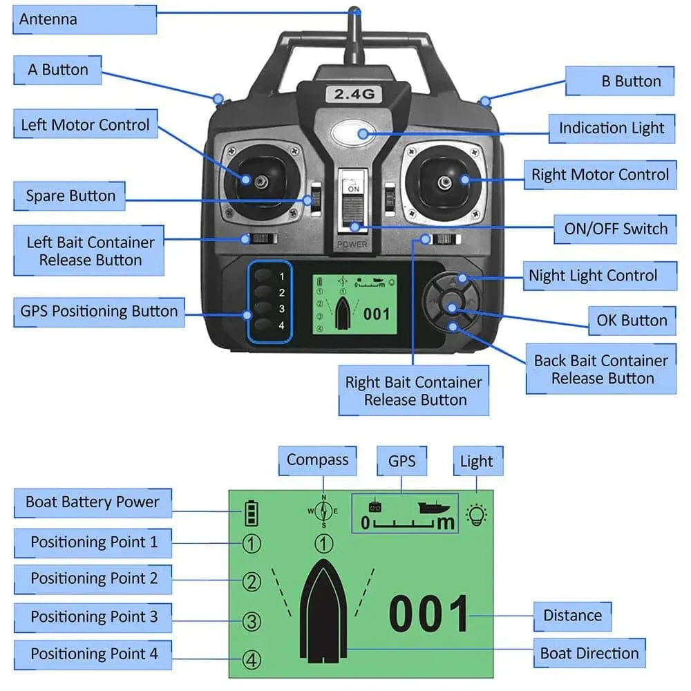 Remote Control for GPS Fishing Bait Boat D18B D16B D18E D16E For Outdoor Fishing Tool Accessories