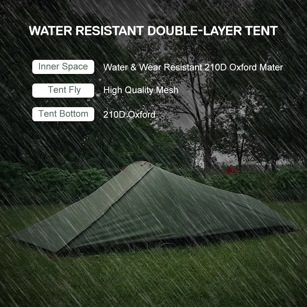 Ultralight Outdoor Camping Tent 1 Person Camping Tent Water Resistant Tent Aviation Aluminum Support Portable Sleeping Bag Tent